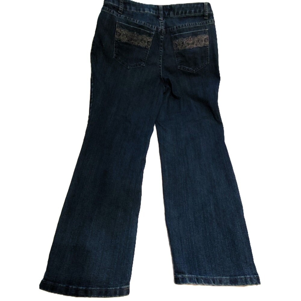 Christopher & Banks Petite Embroidered Stretch Boot legged Blue Jeans Size 6P